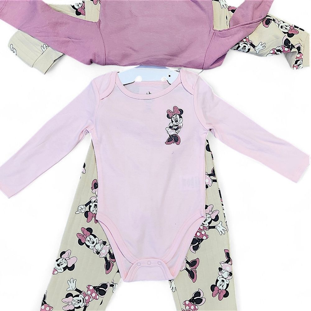 Disney Baby Minnie Mouse 4-Piece Bodysuits Long Sleeve Top Pant Set Kid 24 Month - Picture 3 of 12